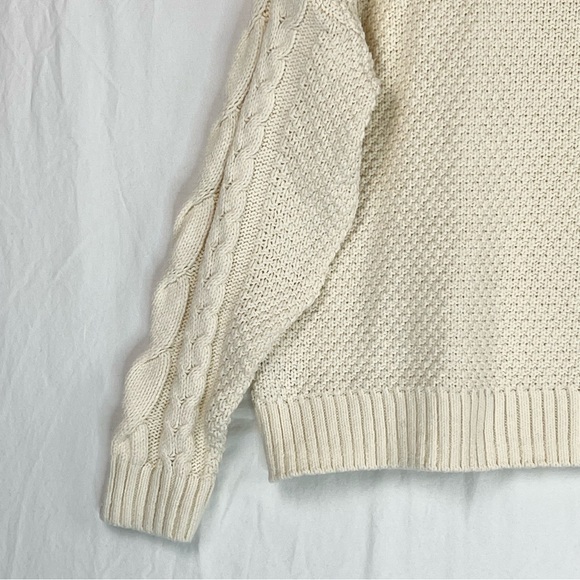 Madewell Cable Turtleneck Sweater Sz L Cream - Picture 11 of 15